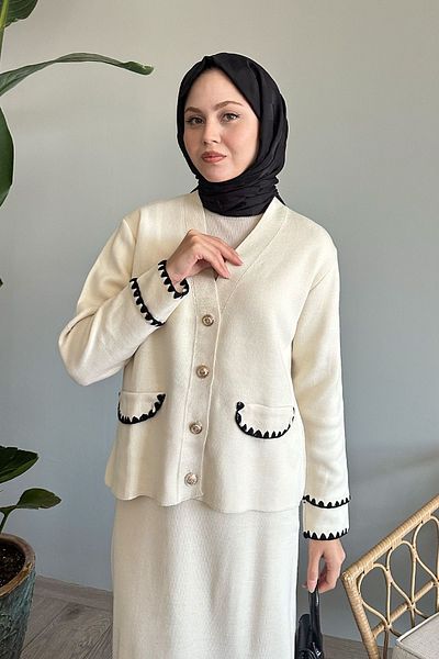 InStyle Спідниця для костюма екрю-трико, зшита з деталями