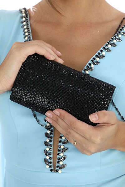 womenacs Чорна елегантна вечірня сумочка з камінням - для заручин, весілля та...