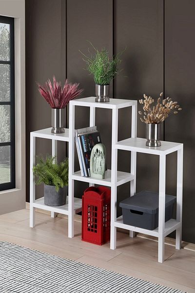 DEYHOME Ombeg 6 Tier Modular Rack Organizer Μπάνιου Κουζίνα Μπαλκόνι Σαλόνι Κήπος Organizer Λευκή πρακτική βάση