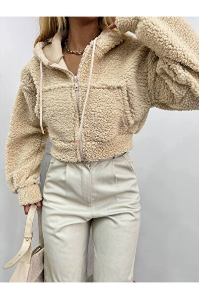 LACASE Jachetă Crop de pluș - Blană artificială