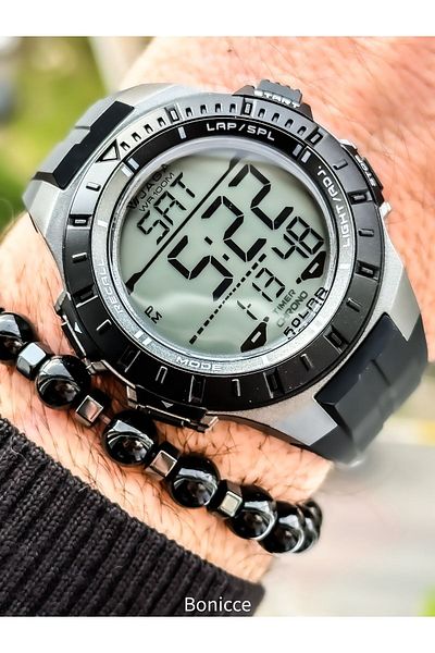 Jaga Black Silicone Band, Waterproof (Suitable for Pool, Sea Use) Digital Sports Wristwatch
