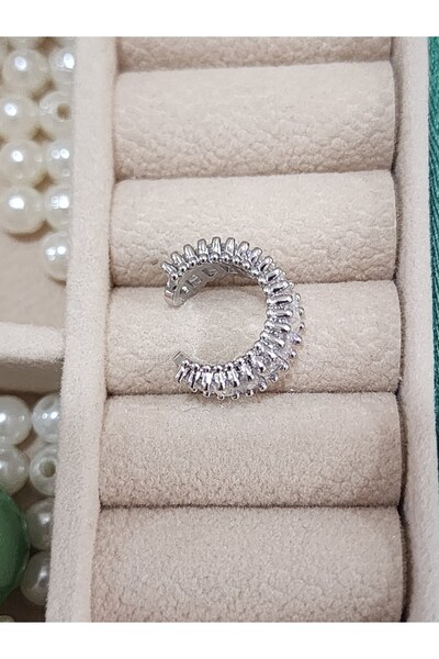 Aylish Bijuteri Silver Big Stone Earcuff Hole-Free Earrings (Single)