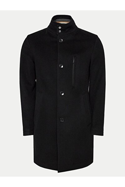 BOSS Erkek Marka Logolu Düğmeli Gömlek Yaka Uzun Kollu Siyah Mont 50525764-001