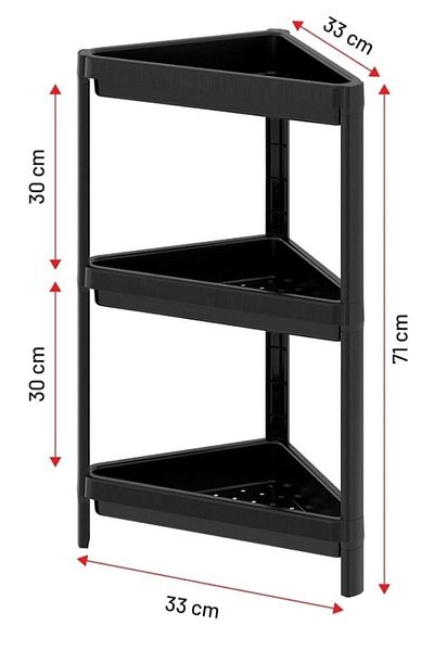 Omaş Household Product Γωνιακό ράφι μπάνιου 3 επιπέδων μαύρο