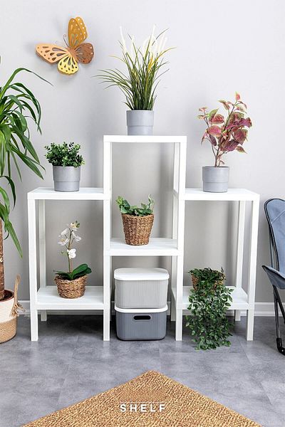 DEYHOME Ombeg 6 Tier Modular Rack Organizer Μπάνιου Κουζίνα Μπαλκόνι Σαλόνι Κήπος Organizer Λευκή πρακτική βάση