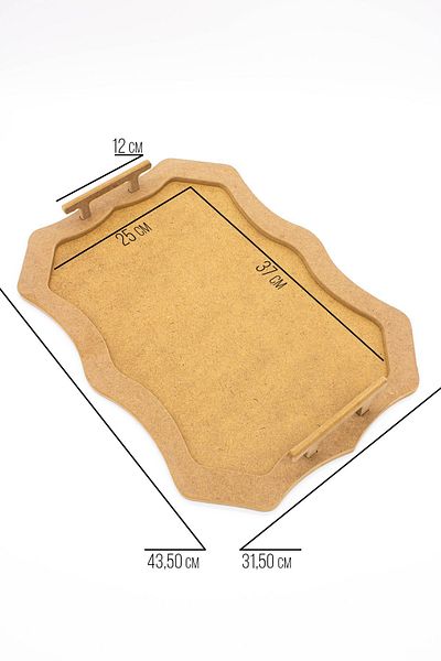 na neşeli ahşap Rectangular Patterned Large Size Wooden Tray - Presentation, Handle, Painting