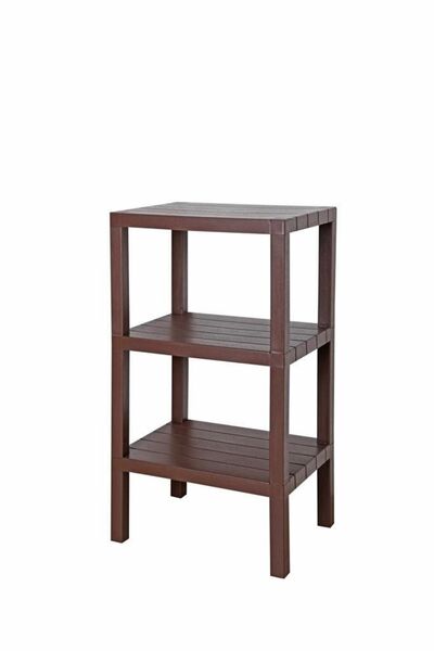 Omaş Household Product 3 Tiers Plastic Ombeg Black - Decorative, Flat, Multi-Purpose Bathroom Organizer Flower Pot Bookshelf