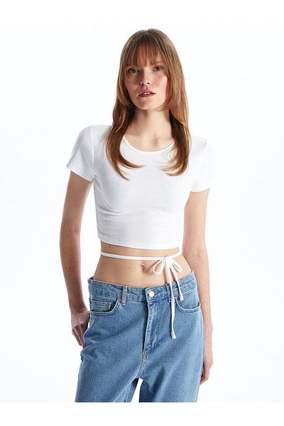 LC Waikiki __cs__ Dámský Crop XSIDE - Crew Neck, Krátký rukáv