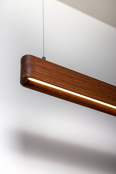 Line Minimal Soft Modern Ceviz Ahşap Aydınlatma - Minimal LED Sarkıt Avize