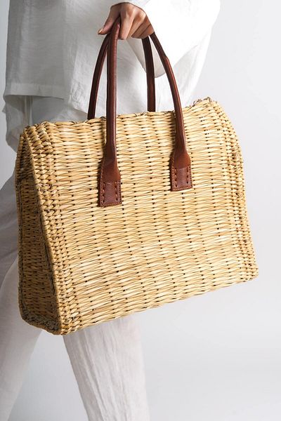 Mubiano Collection Large Size Straw Bag - Rectangular Form - Mcpl060-n