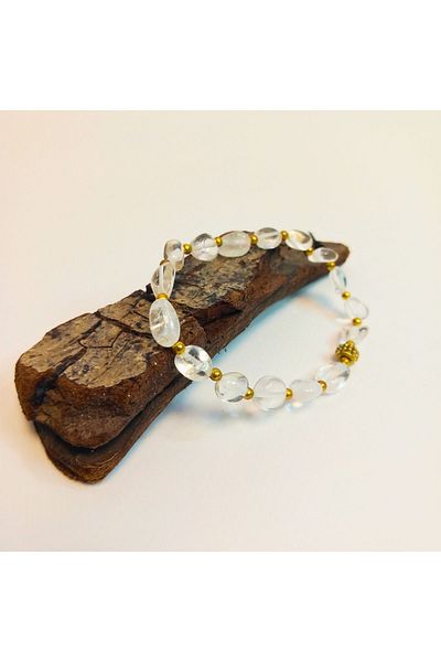 ayrestyle Flexible and Special Design - Crystal Quartz and Yellow Bead Detail Bracelet