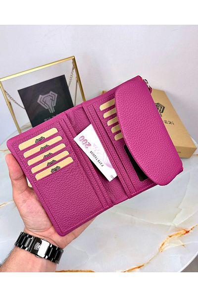 Fil Deri Genuine Leather Women's Wallet - with Magnet, Card Holder, Multiple Compartments and Coin Compartment