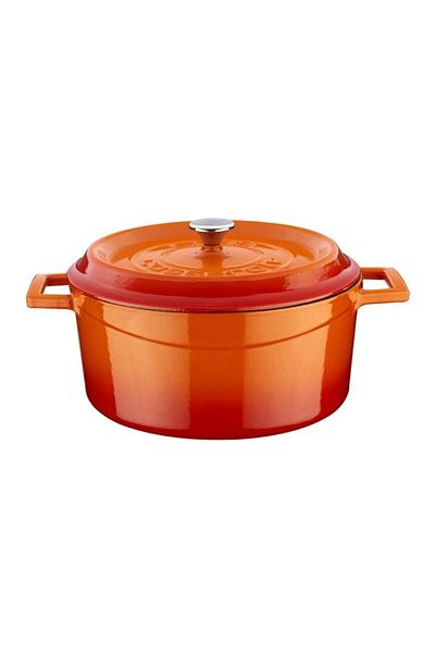 Lava Cast Iron Orange Pot Set 24 Cm Deep + 28 Cm Shallow Pot