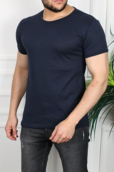 Erkek Lacivert Dar Kesim Slim Fit Tshirt
