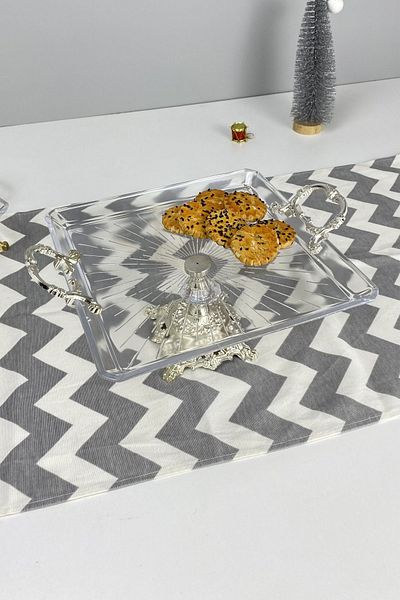MAY HOME Luxury Handled Footed Presentation Serving Plate Tray