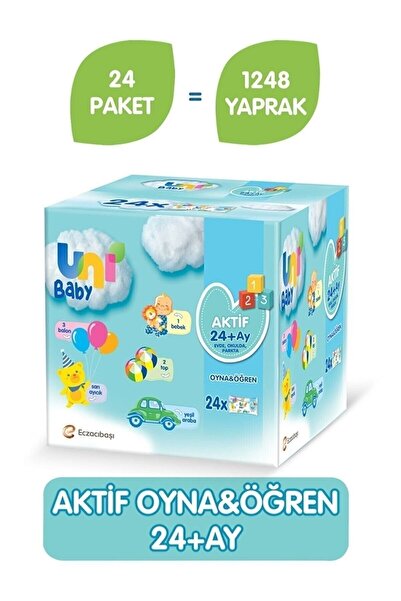 Uni Baby Aktif Oyna Öğren Islak Mendil 24lü Paket 52x24 (1248 Yaprak)
