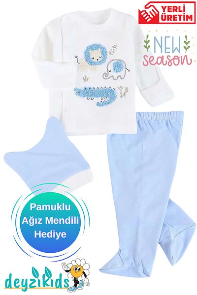 Deyzikids Organic Cotton Embroidered Hospital Discharge Newborn Clothes and Bodysuit Set for 0-3 Months Babies