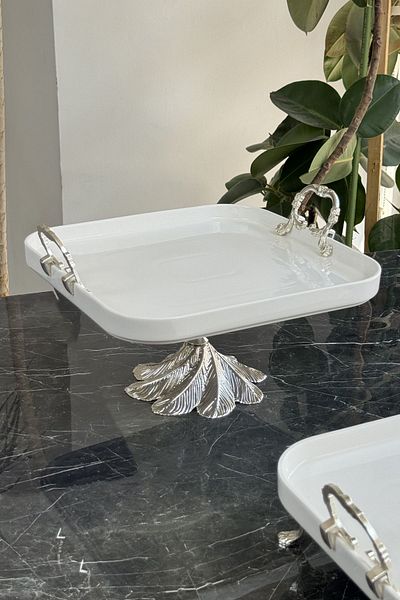MAY HOME 2-Piece Porcelain Silver Tableware and Presentation Set - Catering and Breakfast
