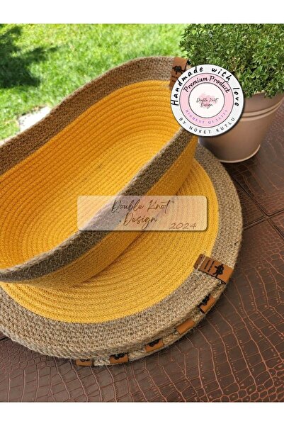 DOUBLE KNOT DESİGN Sarı Tress Supla Amerikan Servis Seti 7 Parça Hediyelik An...