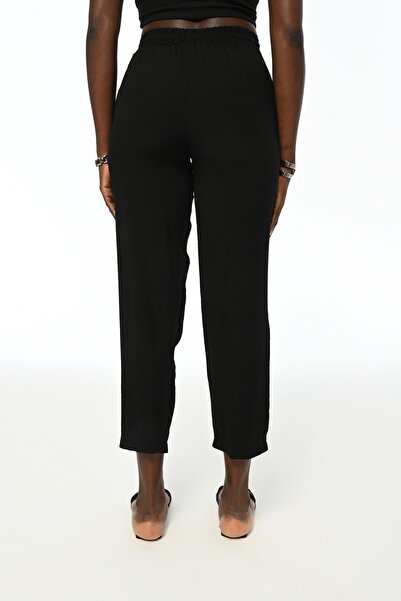Orfeo Negro Comfortable Women's Trousers - Elastic Waist, Solid Color