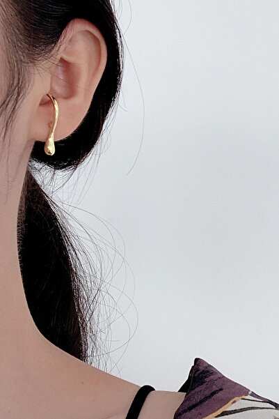 Dora Accessories Damla Şeklinde İki Kulak Farklı Altın Renk Küpe