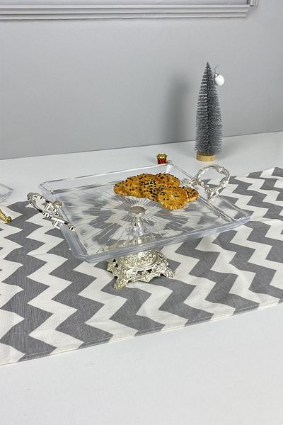 MAY HOME Luxury Handled Footed Presentation Serving Plate Tray