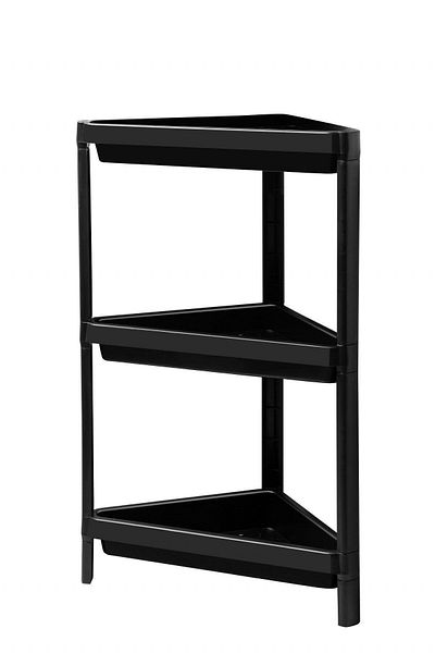 Omaş Household Product وحدة أرفف مثلثة من Ahir Ticaret مكونة من 3 طبقات منظم رف حمام زاوية سوداء