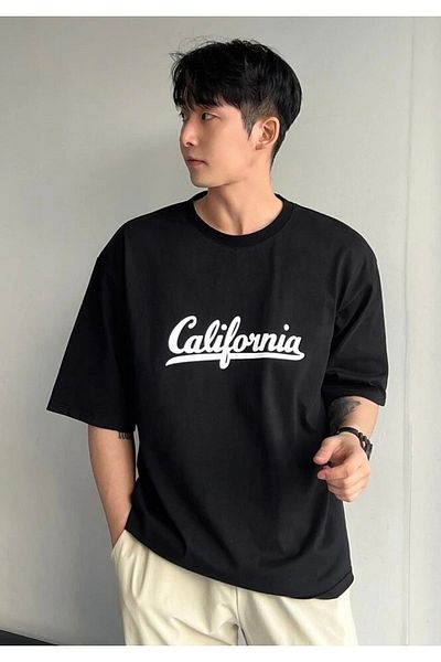 DEEPSENCE Μαύρο μπλουζάκι Unisex Oversize - CALIFORNIA Print
