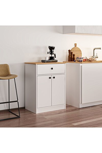 Antec Design Latte Kahve Köşesi Çok Amaçlı Dolap Beyaz Çam