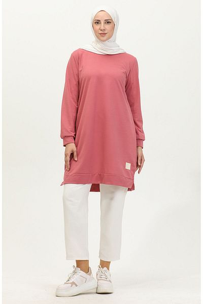 sefamerve Dried Rose Sports Tunic - Slit Detail, 0412-07