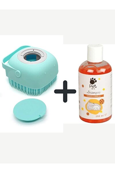Pet Love Şampuan, Hazneli Kedi Ve Köpek Evcil Hayvan Yıkama Fırçası Duş Slikon