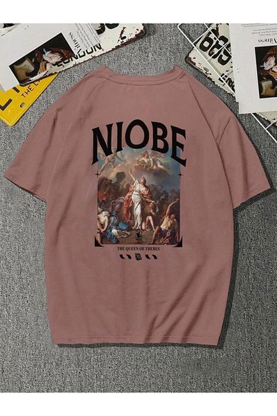 DEEPSENCE Ανδρικό μπλουζάκι Oversize Nıobe Back Print Χρώμα τούβλου