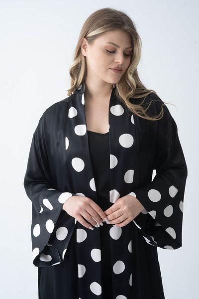 Nelly Plus Size Shawl Collar Black Dressing Gown & Kimono