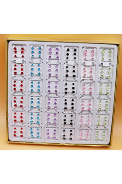 TAKINTI AKSESUAR 3 Size Nail Jewelled Earrings Set