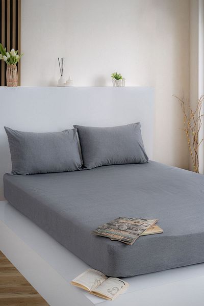 KetraHome |   Maljuna Bohemo |   Plain Anthracite Elastic Sheet Set
