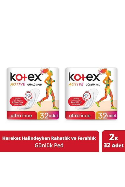 Kotex Active Ultra Thin Daily Pads 32 - Pack of 2