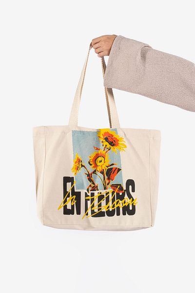 The Lycos Geantă de umăr și plajă din pânză „EnFleurs”.