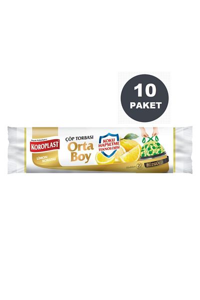 Koroplast Extra Strong Lemon Drawstring Medium Size 15 Pieces Garbage Bags x 10 Packs