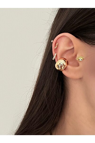 Okko Store Bombeli Kalın Halkalı Kıkırdak Küpe