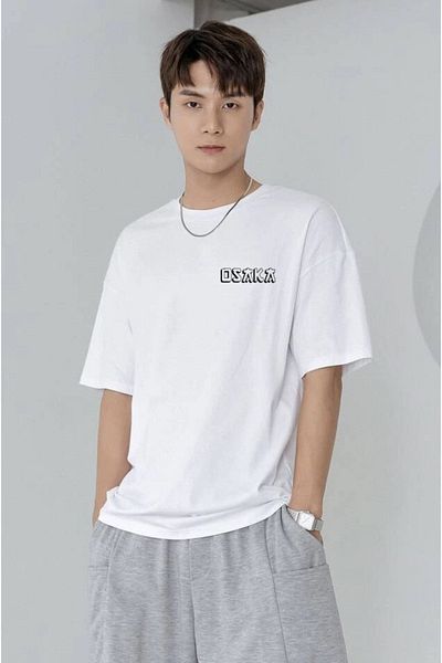 DEEPSENCE Unisex Oversize T-shirt Osaka Back Print Λευκό