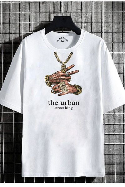 DEEPSENCE Ανδρικό μπλουζάκι Oversize Streetwear μπροστά με στάμπα λευκό