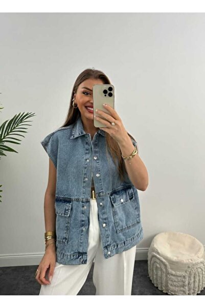 VESS MODA Lüx Kalite Salaş Jean Kot Yelek
