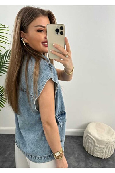 VESS MODA Lüx Kalite Salaş Jean Kot Yelek