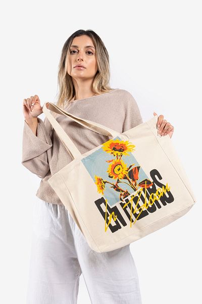 The Lycos Geantă de umăr și plajă din pânză „EnFleurs”.