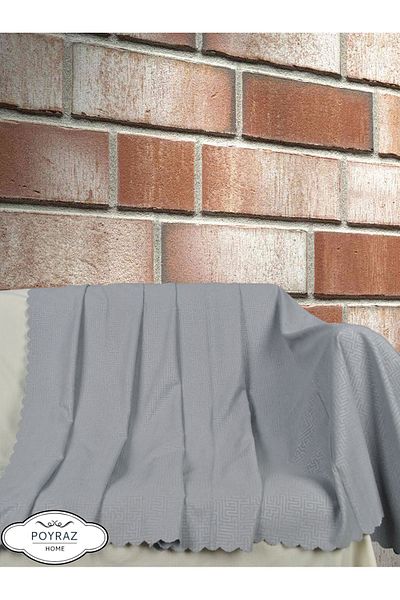 POYRAZ Matte Patterned Chenille Gray Double Sided Sofa Sofa Bed Cover Shawl