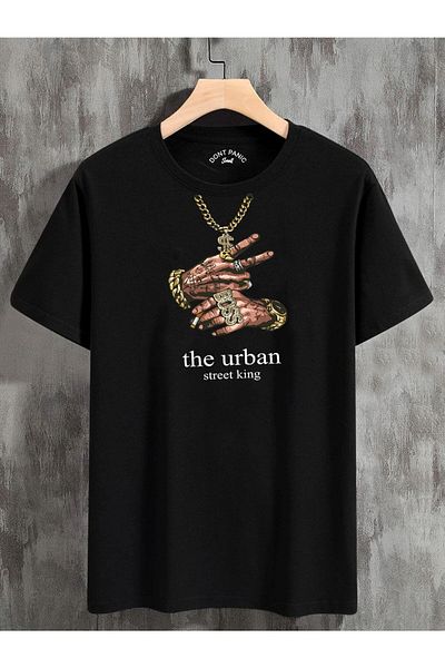 DEEPSENCE Ανδρικό μπλουζάκι Oversize Streetwear μπροστά με στάμπα μαύρο