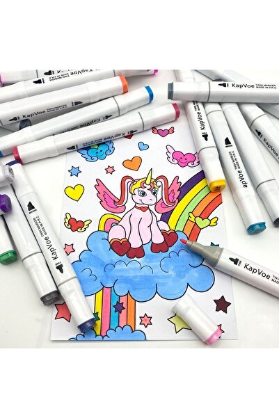 KAPVOE 60’lı Çift Uçlu Touch Marker Art Tasarım Kurecolor Twin Marker Kalem Seti Taşınabilir Çanta İthal