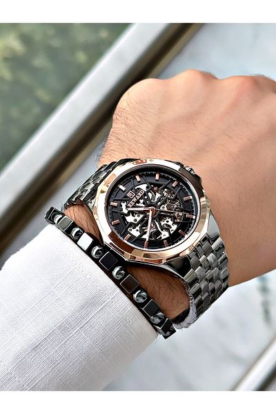 Reward Automatic Smoke Color Men's Wrist Watch and Steel Cord - Bracelet Included