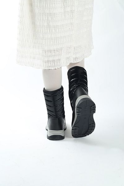 Moda Lime Cizme impermeabile pentru copii unisex cu talpă înaltă - Cizme de iarnă cu model alb