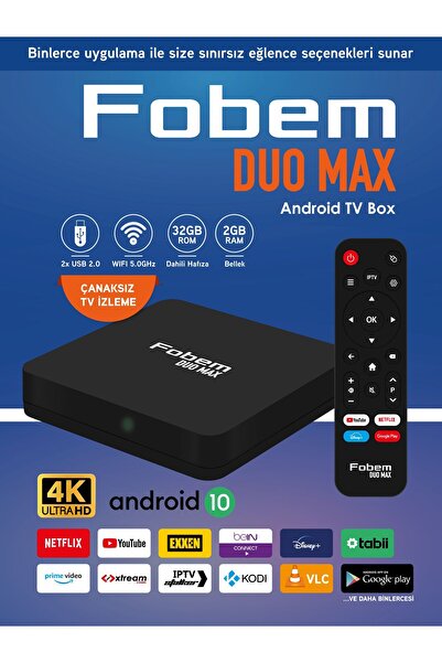 FOBEM Duo Max 4k Android Tv Box Medya Oynatıcı - Android 10 Wi-fi 2 Gb Ram 32 Gb Hafıza